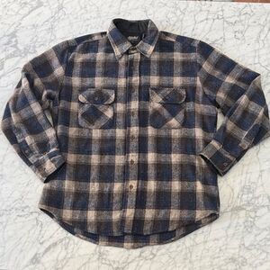 Vintage Yukon Plaid Wool Linen Blend Sz Men’s L Plaid Button Down Shirt